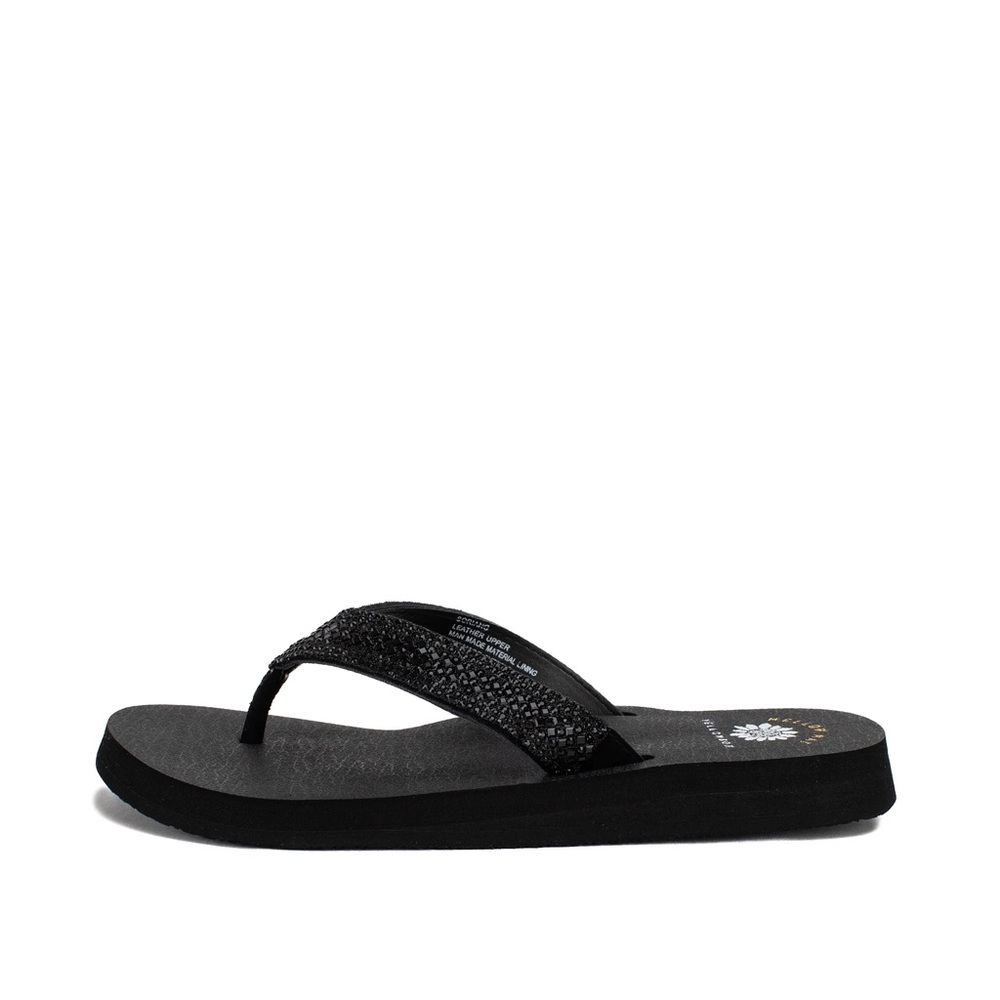 YELLOW BOX Soriano Black Rhinestone Flip Flops SANDALS MEDIUM WIDTH NEW IN BOX